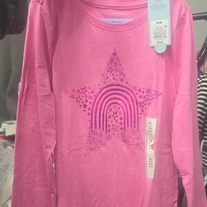 Cat & Jack Pink Long Sleeve Shirt with Star and Rainbow